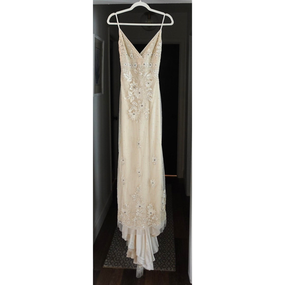 Collette Dinnigan Wedding Gown Small Ivory Beaded Sequin Bridal Dress Y2K VTG - Picture 6 of 16